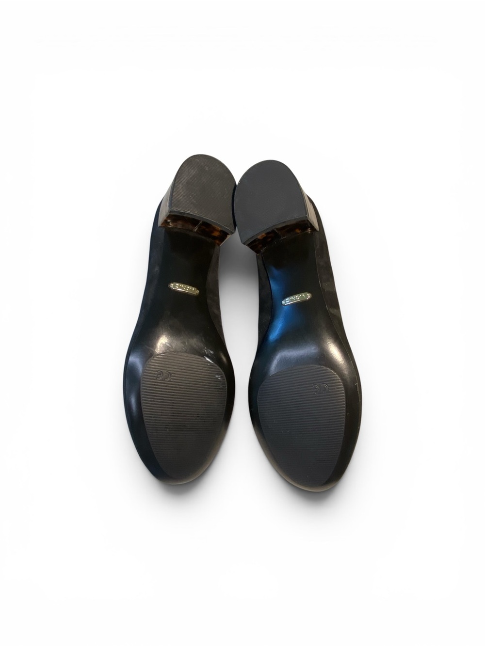 Vionic Black Suede Low Block Tortoise Heel Pumps - Picture 8 of 11
